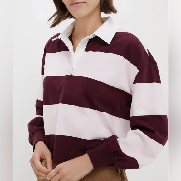 Tuckernuck Tops - Pink Stripe Cropped Polo